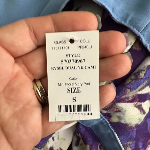 NWT White House Black Market Reversible Dual Neck Cami Floral Very Peri #WHBM30 - Picture 7 of 11